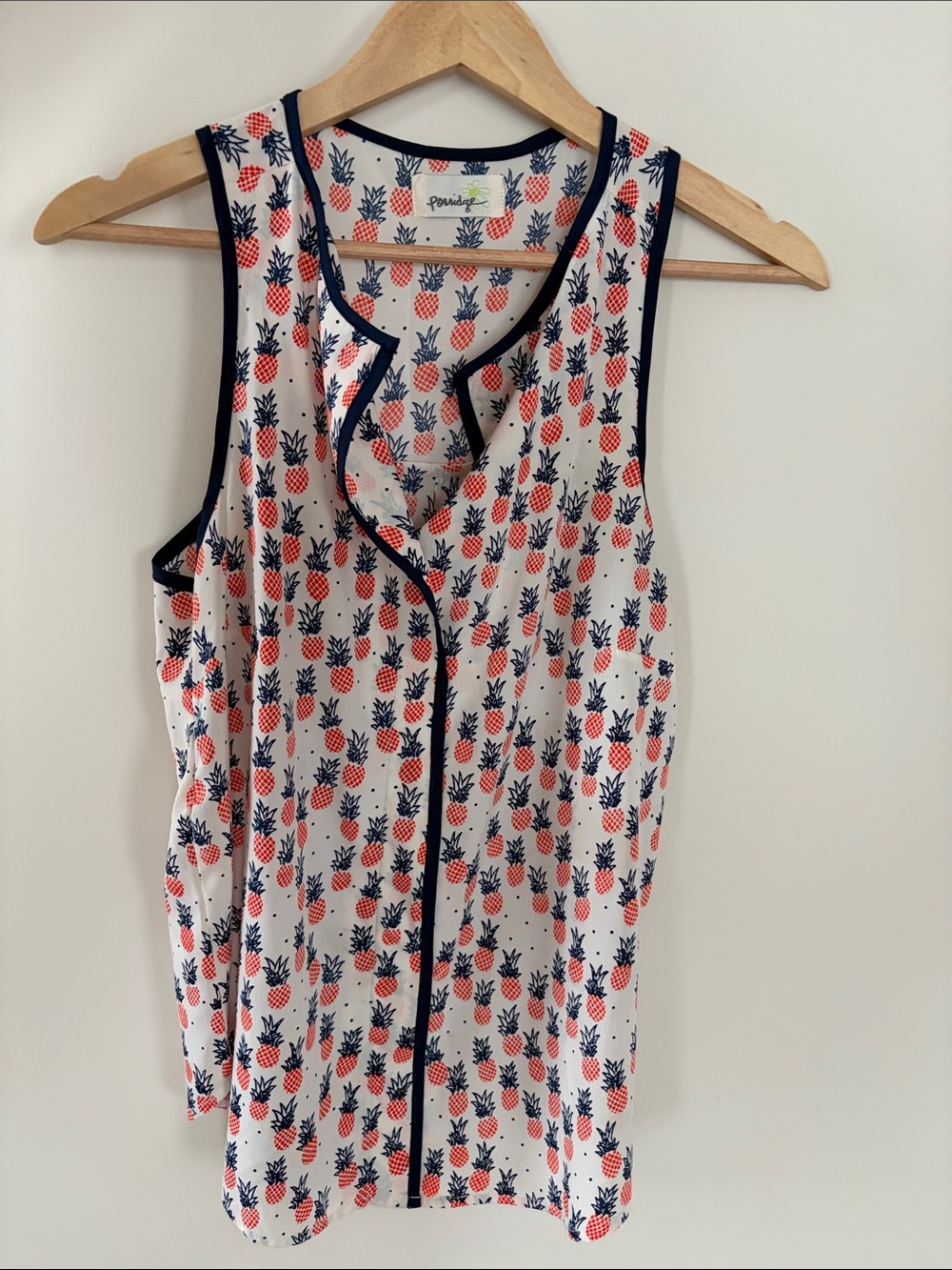 Pineapple Print Tank Top in White and Coral
